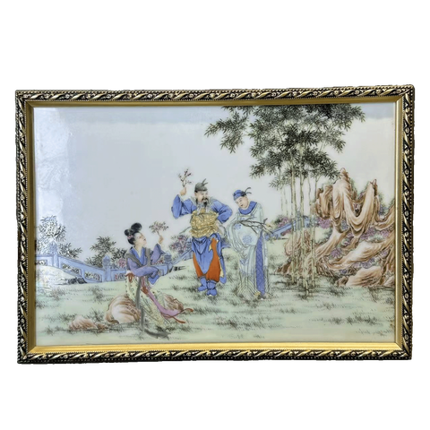 古玩陶瓷人物紋粉彩瓷板畫真品鑒賞圖
