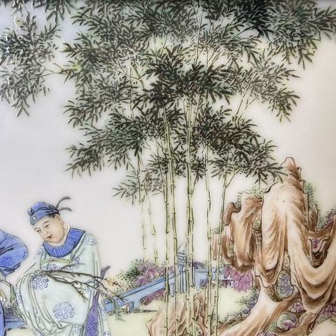 古玩陶瓷人物紋粉彩瓷板畫真品鑒賞圖