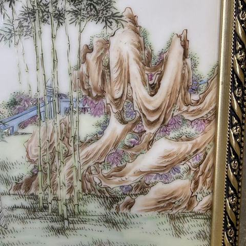 古玩陶瓷人物紋粉彩瓷板畫真品鑒賞圖