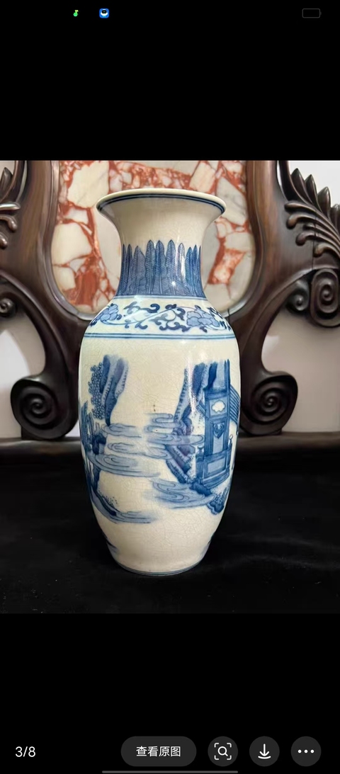 古玩陶瓷人物故事紋撇口瓶真品鑒賞圖