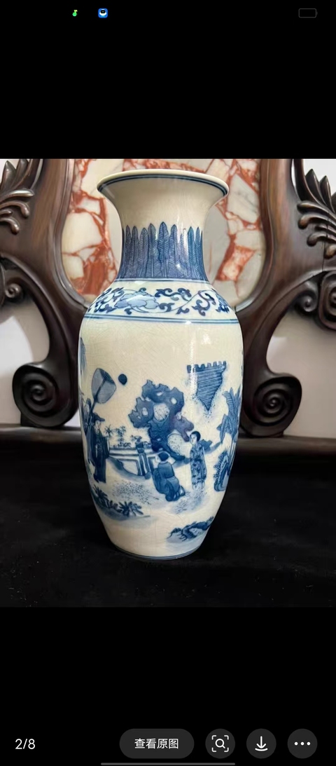 古玩陶瓷人物故事紋撇口瓶真品鑒賞圖