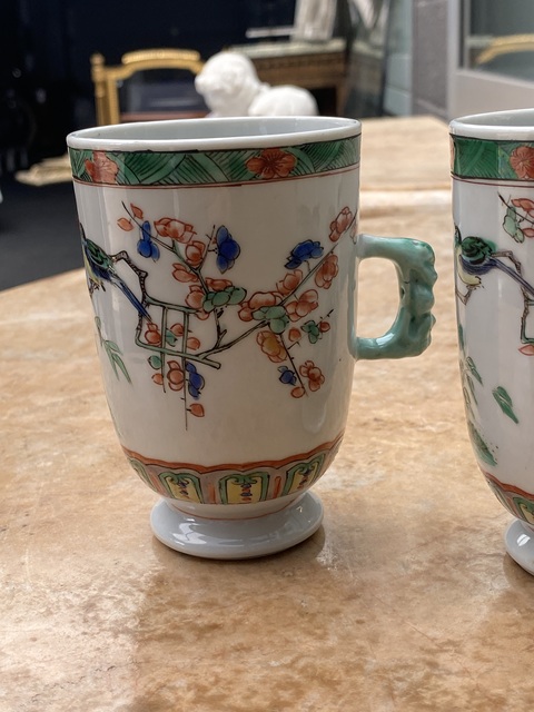 古玩陶瓷花鳥紋五彩執杯真品鑒賞圖