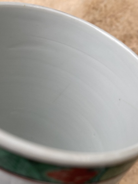 古玩陶瓷花鳥紋五彩執杯真品鑒賞圖