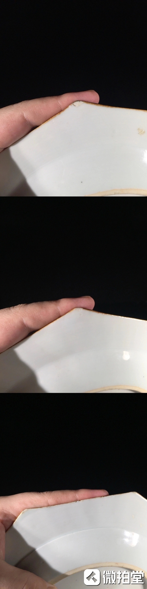 古玩陶瓷飄帶繡球獅子紋青花八方盤真品鑒賞圖