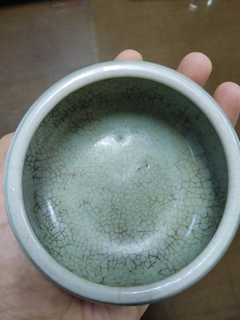 古玩陶瓷郎窯綠釉三足洗式香爐真品鑒賞圖