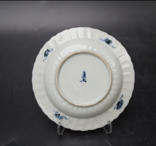 古玩陶瓷清光緒青花人物花卉紋葵口碟拍賣,當前價格3600元