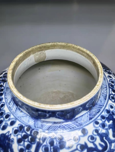 古玩陶瓷青花鳳穿牡丹圖將軍罐真品鑒賞圖