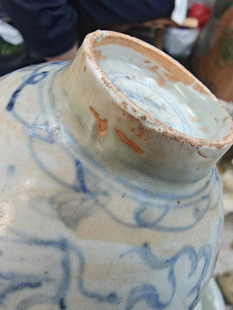 古玩陶瓷青花海螺紋高足碗真品鑒賞圖
