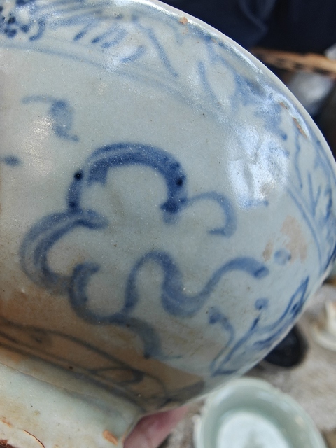 古玩陶瓷青花海螺紋高足碗真品鑒賞圖