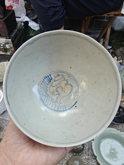 古玩陶瓷青花海螺紋高足碗真品鑒賞圖