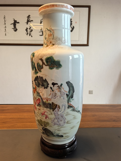 古玩陶瓷民國細路粉彩棒槌瓶真品鑒賞圖