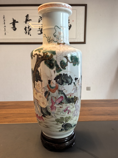 古玩陶瓷民國細路粉彩棒槌瓶真品鑒賞圖