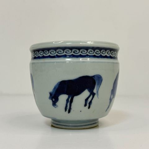古玩陶瓷青花八駿圖香爐真品鑒賞圖