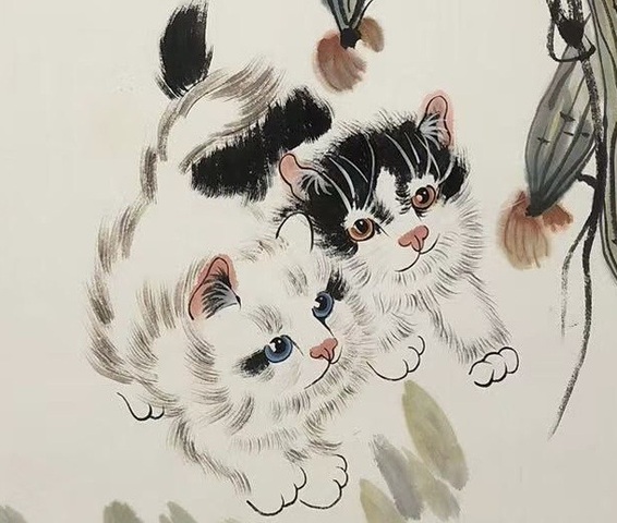 古玩字畫孫菊生瓜果雙貓立軸拍賣,當前價格8888元
