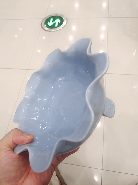 古玩陶瓷清晚期藍(lán)釉荷葉形洗真品鑒賞圖