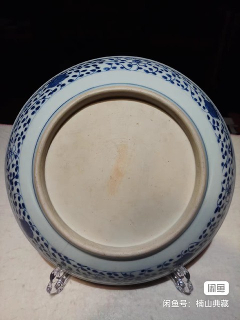 古玩陶瓷清雍正 青花一把蓮紋盤真品鑒賞圖