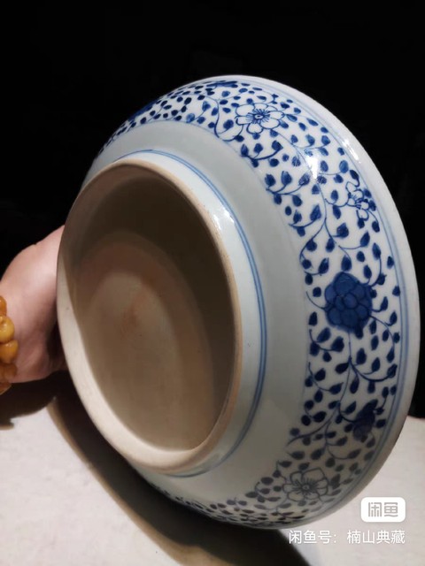 古玩陶瓷清雍正 青花一把蓮紋盤真品鑒賞圖