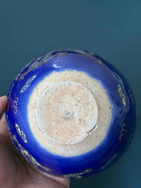 古玩陶瓷霽藍(lán)釉粉彩二龍戲珠香爐真品鑒賞圖