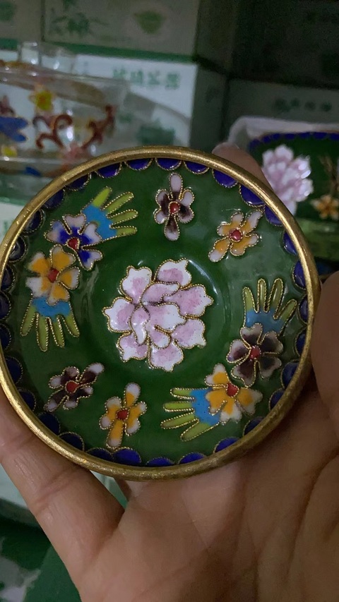 古玩陶瓷花卉紋三才蓋碗真品鑒賞圖