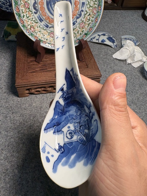 古玩陶瓷晚清青花勺真品鑒賞圖