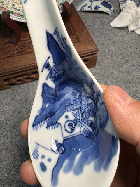 古玩陶瓷晚清青花勺真品鑒賞圖