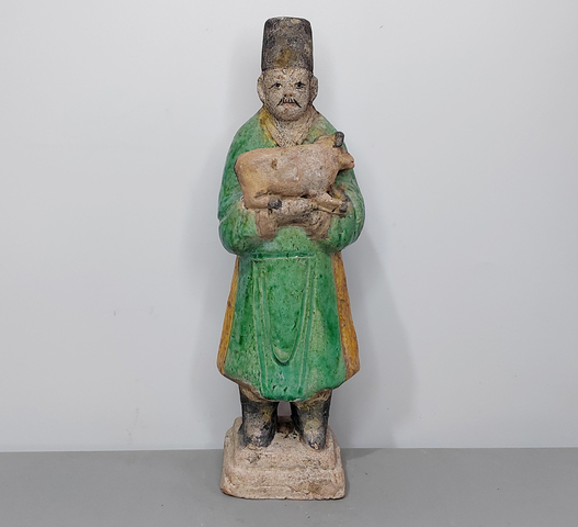 古玩陶瓷明三彩人物俑真品鑒賞圖