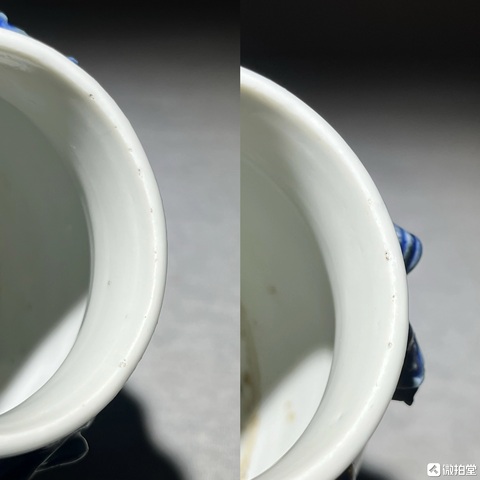 古玩陶瓷青花博古紋盤螭龍雞腿瓶真品鑒賞圖