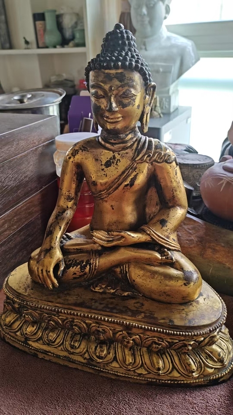 古玩銅器銅皮子佛真品鑒賞圖