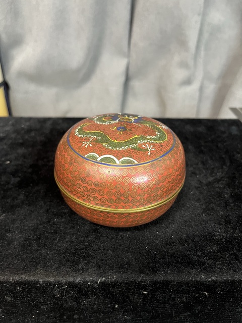 古玩銅器景泰藍蓋盒真品鑒賞圖