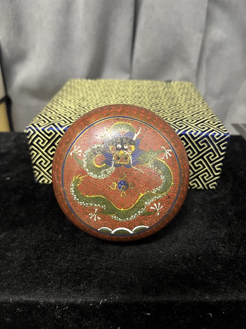 古玩銅器景泰藍蓋盒真品鑒賞圖