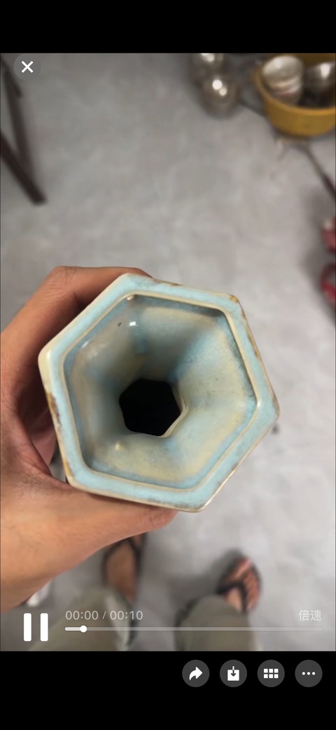 古玩陶瓷六方瓶真品鑒賞圖