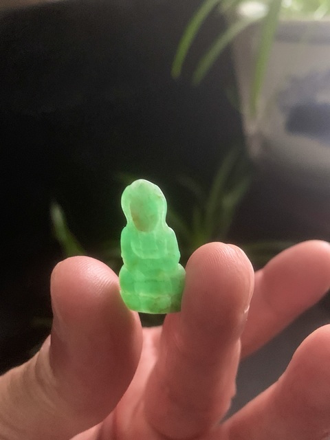 古玩玉器老坑種天然翡翠觀音掛件拍賣,當前價格2888元