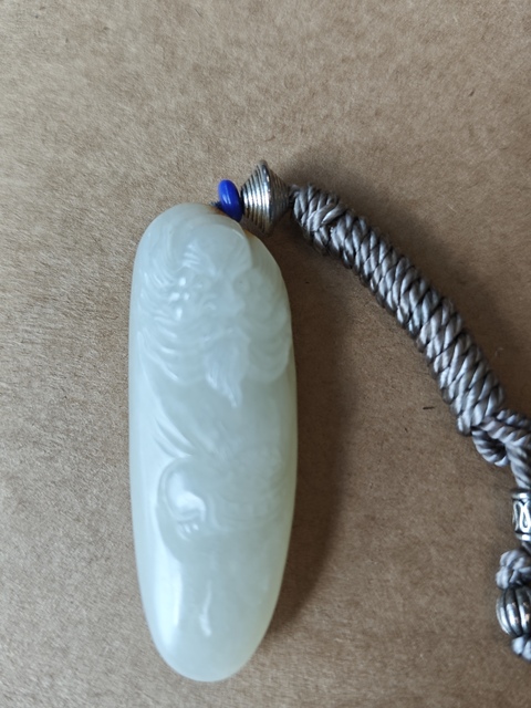 古玩玉器和田玉雕“鐘馗”掛件真品鑒賞圖