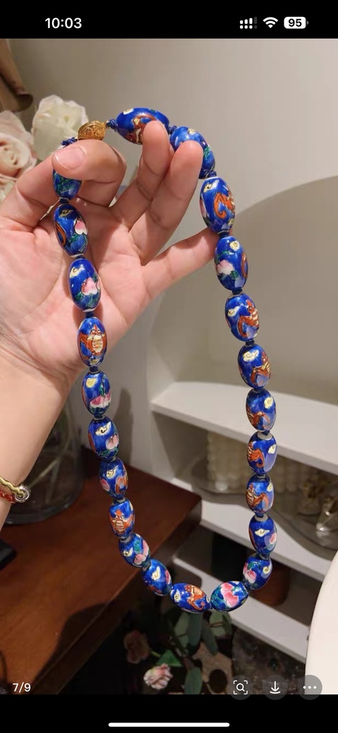 古玩陶瓷粉彩花卉瓷串珠真品鑒賞圖
