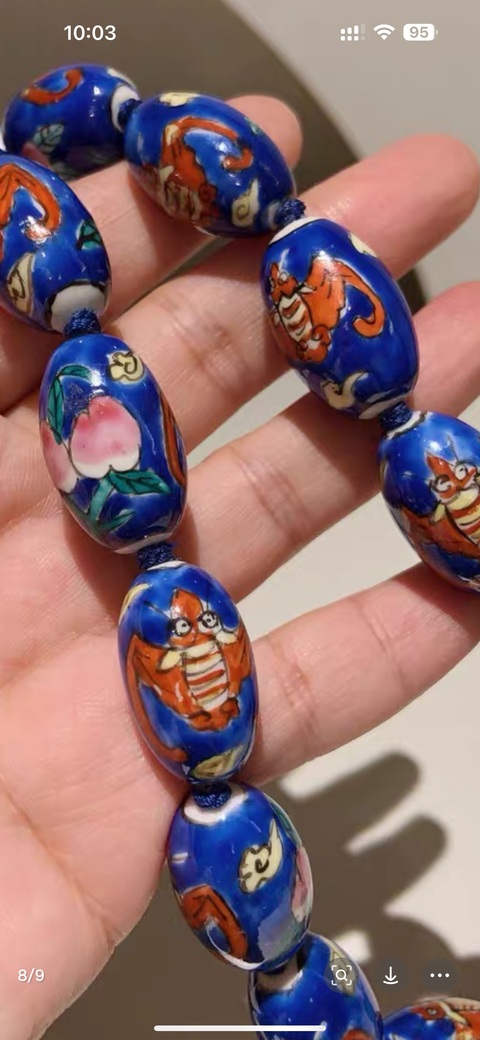 古玩陶瓷粉彩花卉瓷串珠真品鑒賞圖