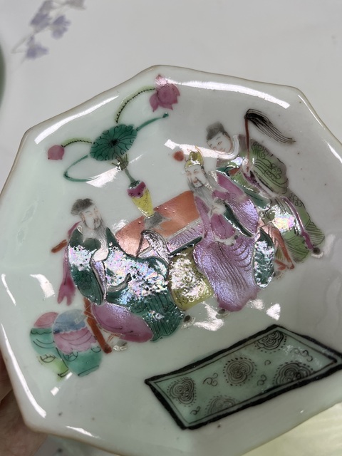 古玩陶瓷粉彩人物故事紋貢盤真品鑒賞圖