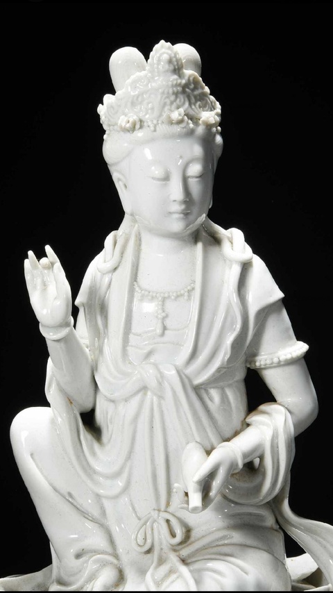 古玩陶瓷德化白瓷菩薩造像真品鑒賞圖