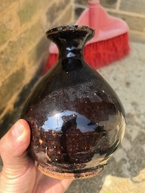 古玩陶瓷醬釉玉壺春瓶真品鑒賞圖