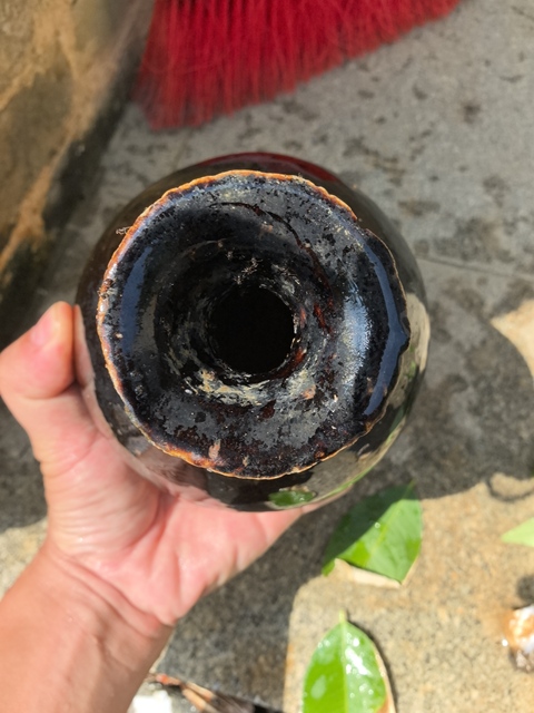 古玩陶瓷醬釉玉壺春瓶真品鑒賞圖