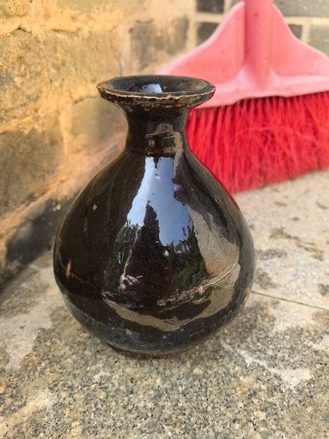 古玩陶瓷醬釉玉壺春瓶真品鑒賞圖