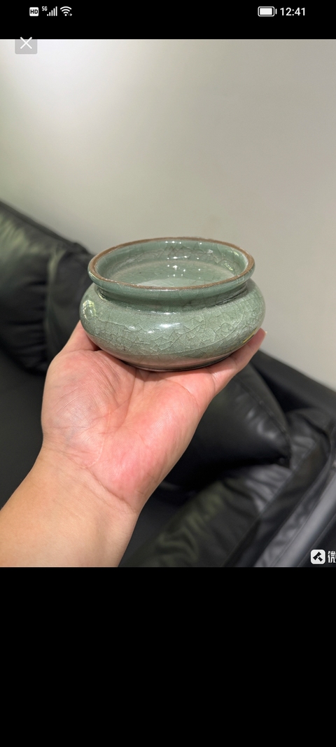 古玩陶瓷龍泉仿官磨口渣斗真品鑒賞圖
