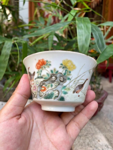 古玩陶瓷粉彩蘆雁圖杯真品鑒賞圖