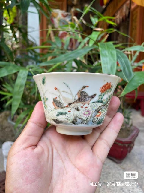 古玩陶瓷粉彩蘆雁圖杯真品鑒賞圖