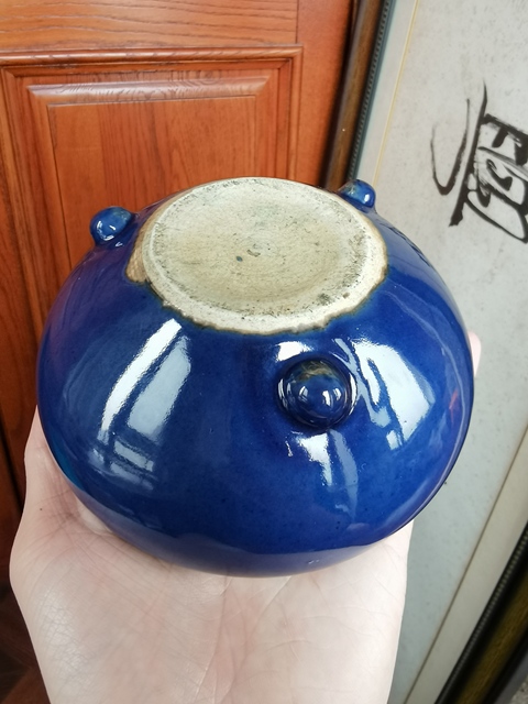 古玩陶瓷祭蘭釉三足爐真品鑒賞圖