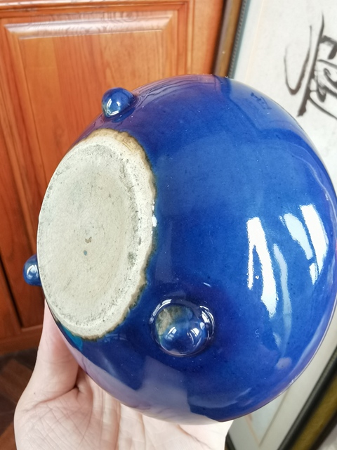 古玩陶瓷祭蘭釉三足爐真品鑒賞圖