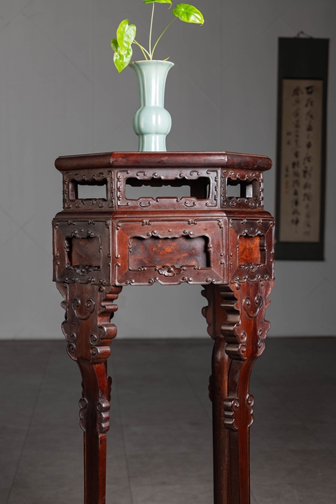 古玩雜項(xiàng)紅木高幾真品鑒賞圖