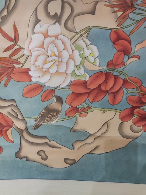 古玩字畫手工原裝原裱河南名家高士美  花卉拍賣，當前價格1元