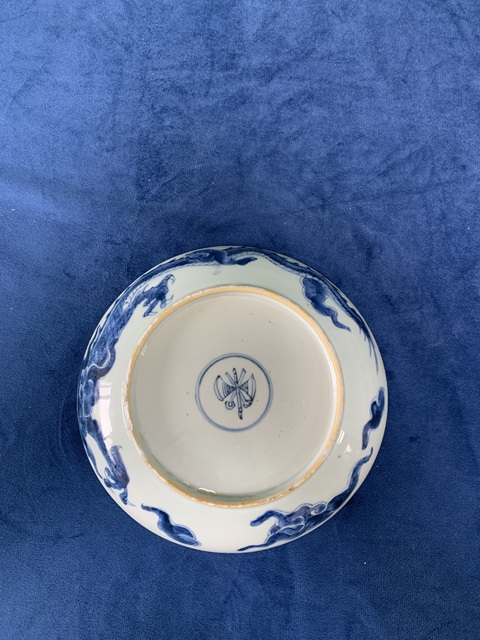 古玩陶瓷清雍正青花云龍趕珠紋盤真品鑒賞圖