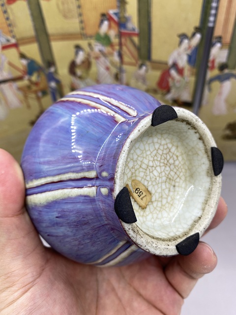 古玩陶瓷鈞紅窯變釉蒜頭瓶真品鑒賞圖