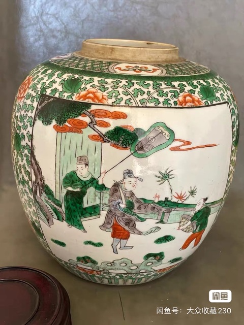 古玩陶瓷五彩人物故事紋罐真品鑒賞圖